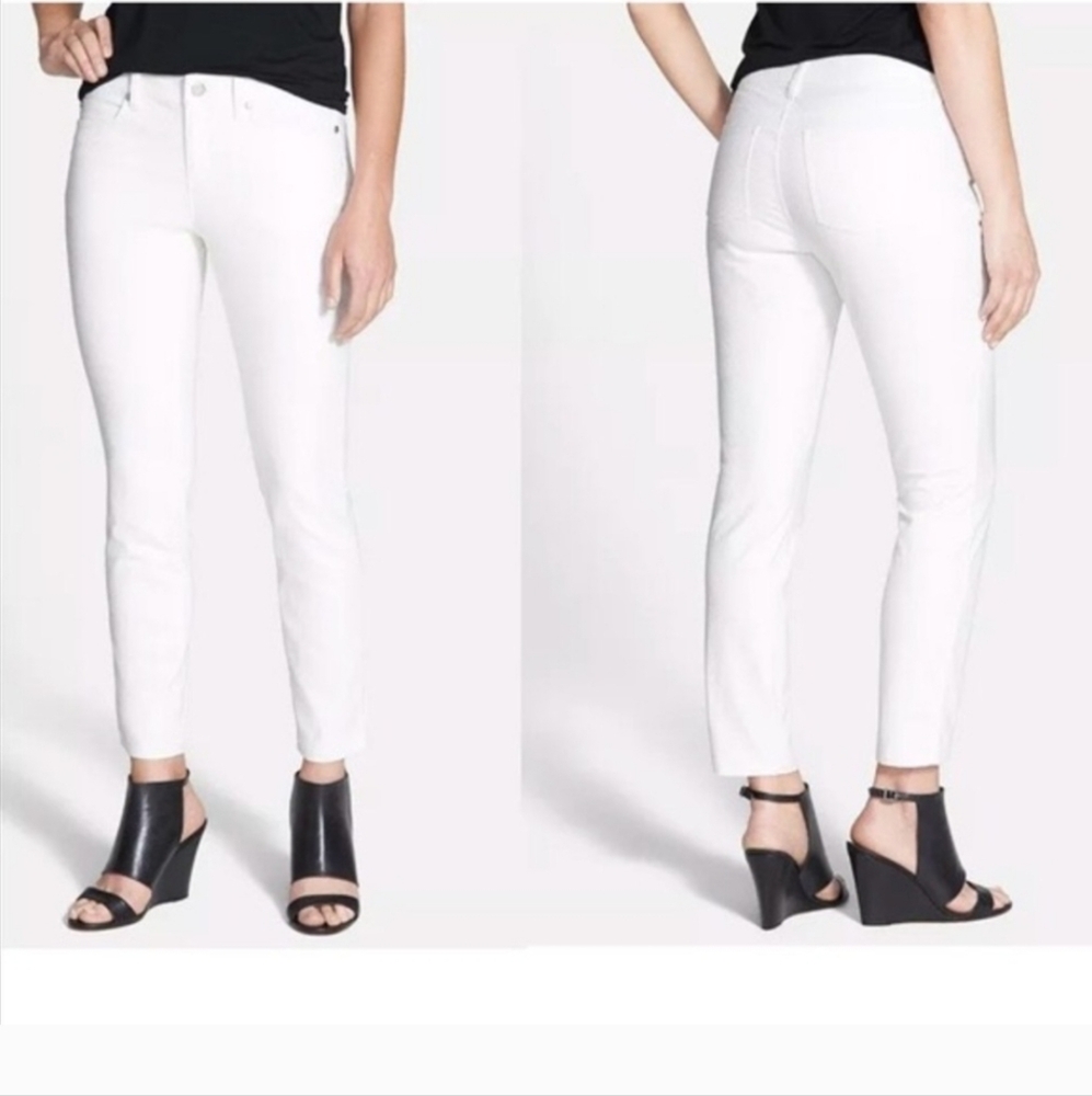Eileen Fisher White Organic Cotton Twill Ankle Slim Jeans NEW 14P